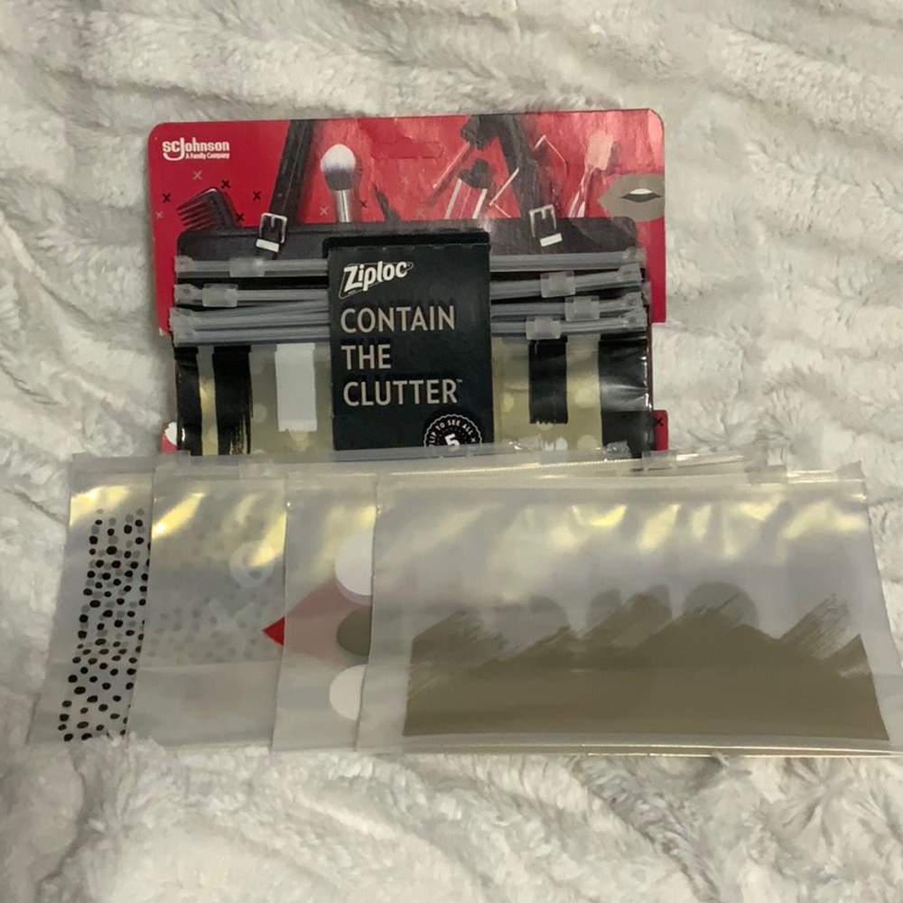 🆕Ziploc contain the clutter reusable travel makeup and accessories bags